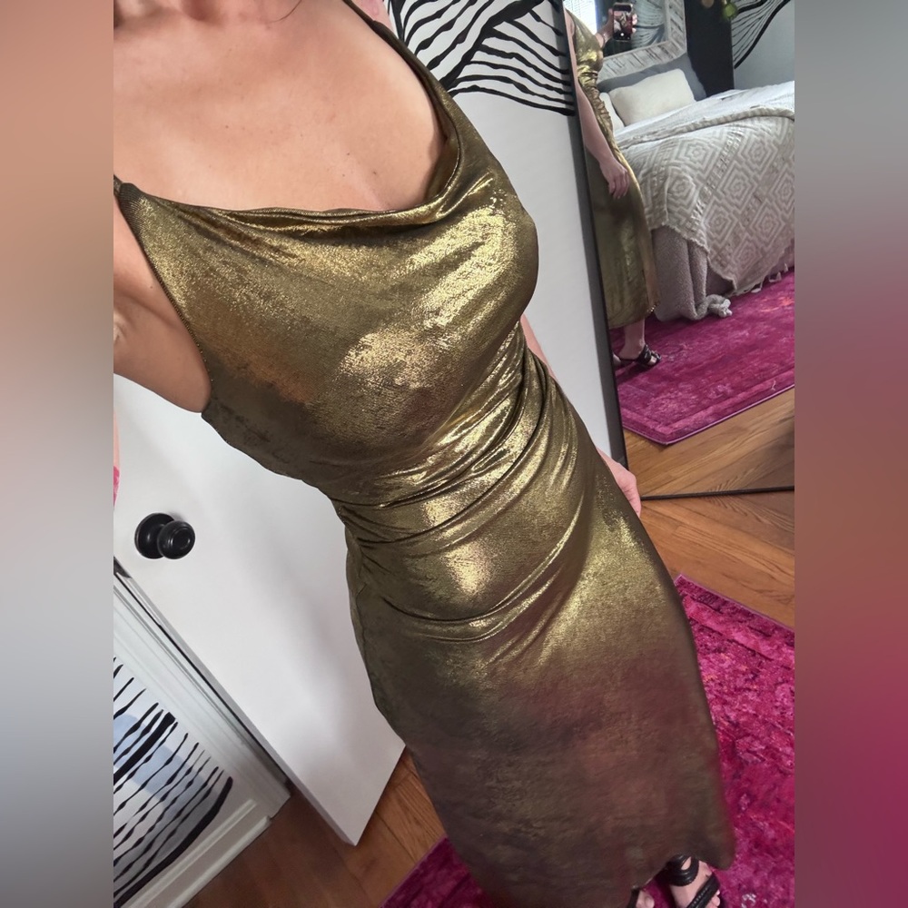 HYFVE Gold Backless Dress
